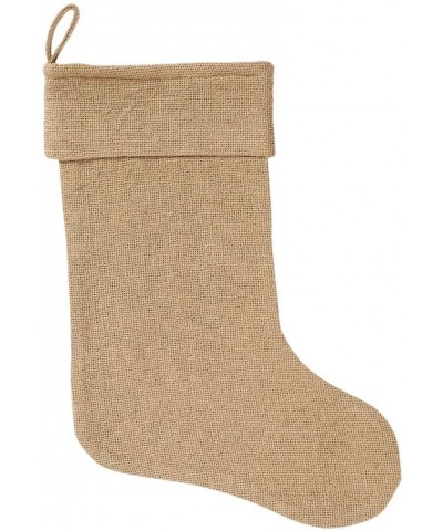 Christmas Holiday Decor - Burlap Natural Tan Stocking- 11" x 15 - C6119M48RF7 $6.45 Stockings & Holders