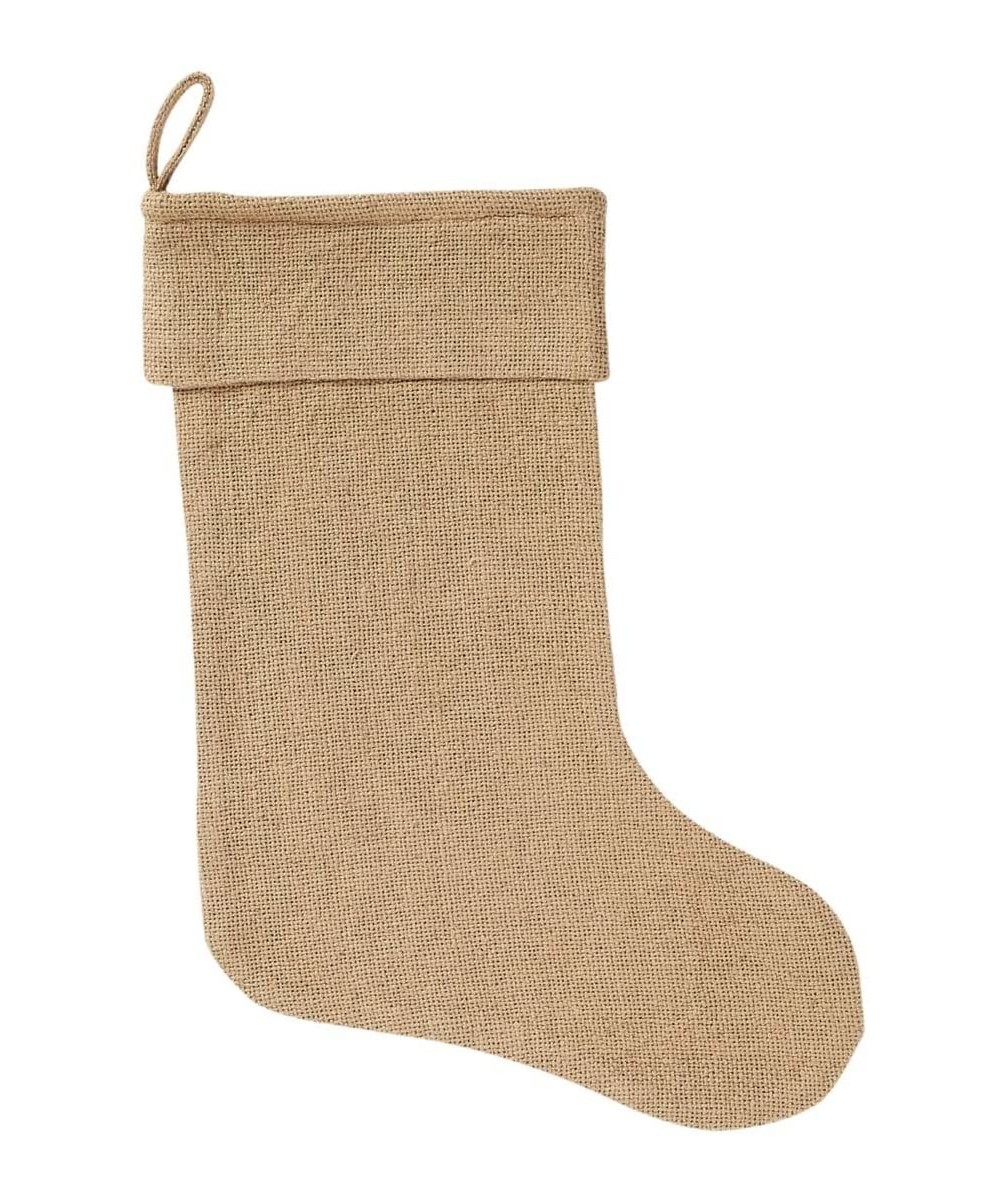 Christmas Holiday Decor - Burlap Natural Tan Stocking- 11" x 15 - C6119M48RF7 $6.45 Stockings & Holders