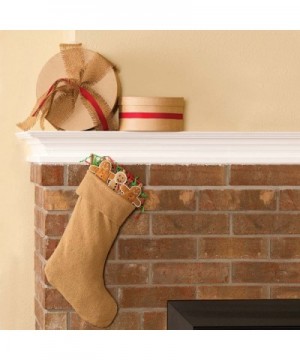 Christmas Holiday Decor - Burlap Natural Tan Stocking- 11" x 15 - C6119M48RF7 $6.45 Stockings & Holders