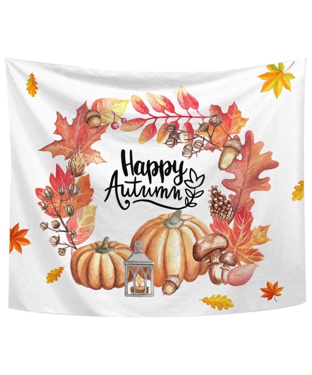 Happy Fall Decorations-Thanksgiving Banner- 59"x51"Maple Leaves Pumpkin Mushroom Banner-Thanksgiving Party Outdoor & Indoor T...