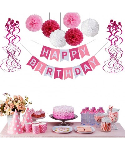 Birthday Decorations- Birthday Party Supplies for girl and women include 62Pcs Banner Rose and Pink Balloons for 7th 10th 13t...