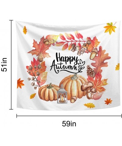 Happy Fall Decorations-Thanksgiving Banner- 59"x51"Maple Leaves Pumpkin Mushroom Banner-Thanksgiving Party Outdoor & Indoor T...