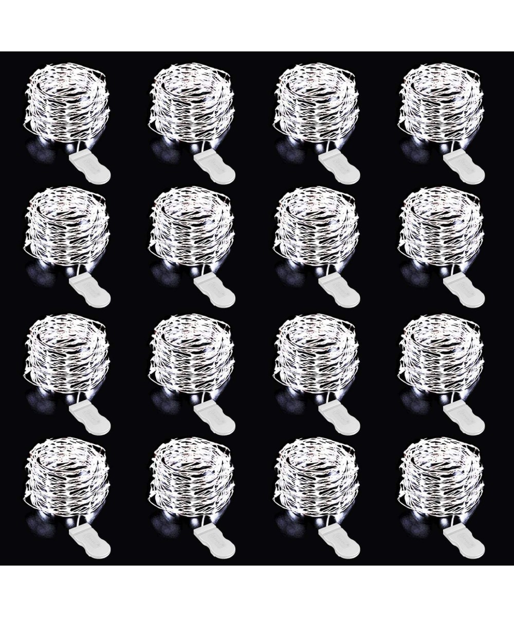 16 Pack Fairy Lights Battery Operated- 6.5ft Mini String Light- 20 LED 6000K Cool White Copper Wire Lights- IP67 Waterpoof Fi...