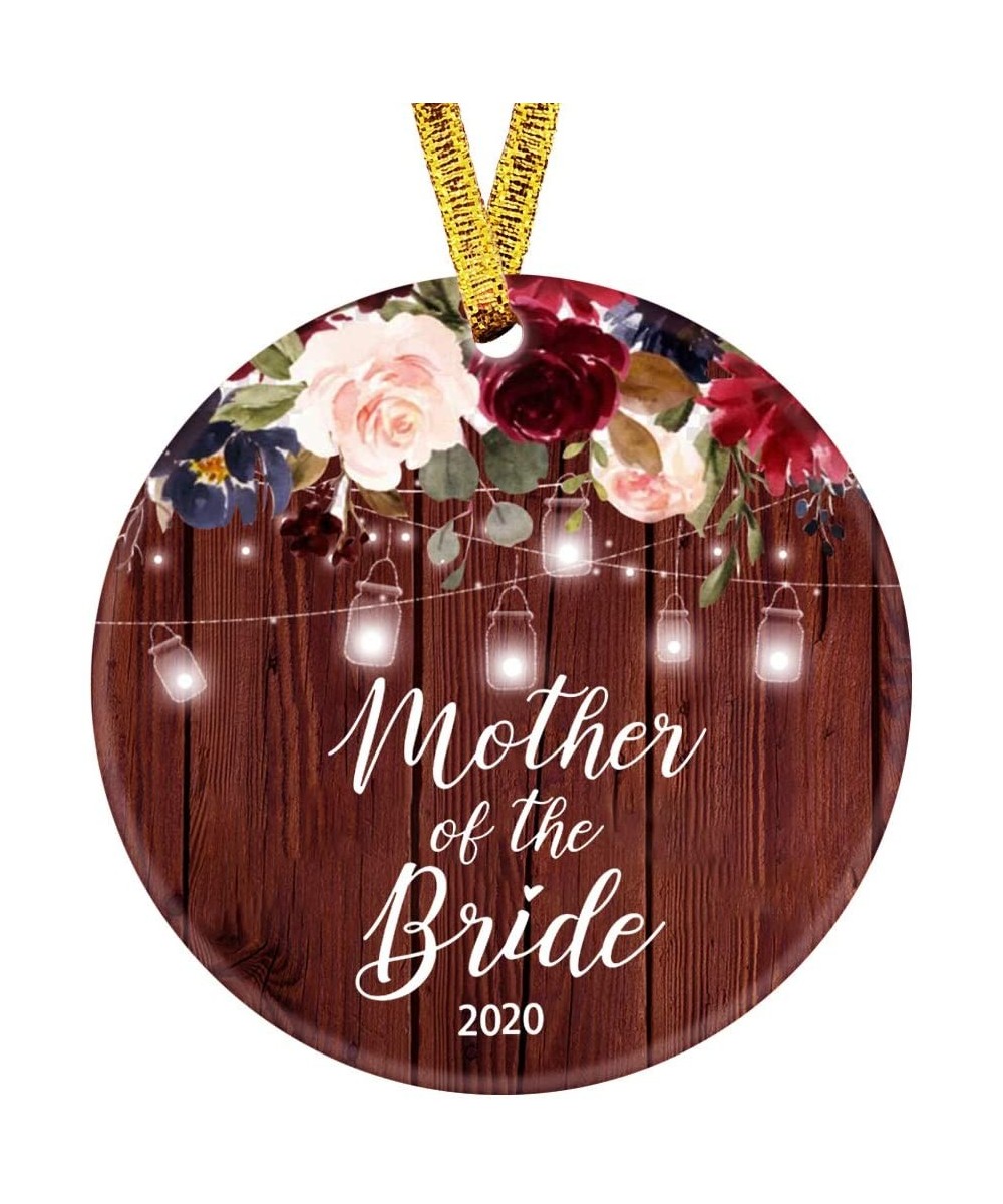 Mother fo The Bride Ornament 2020 1st Year Married Newlyweds 3" Flat Circle Porcelain Ceramic Wedding Ornament (Mother of The...