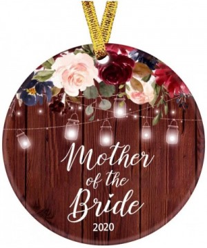 Mother fo The Bride Ornament 2020 1st Year Married Newlyweds 3" Flat Circle Porcelain Ceramic Wedding Ornament (Mother of The...