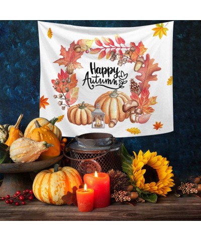 Happy Fall Decorations-Thanksgiving Banner- 59"x51"Maple Leaves Pumpkin Mushroom Banner-Thanksgiving Party Outdoor & Indoor T...