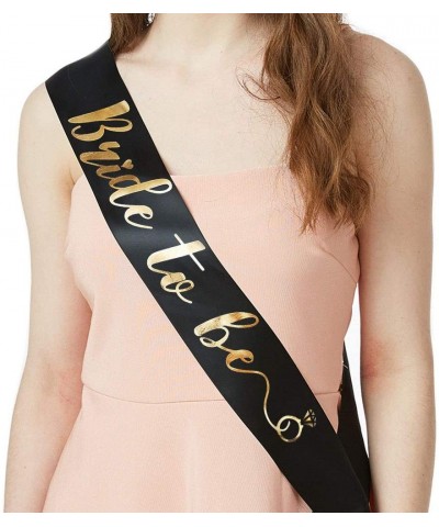 Bride to Be Sash - Bachelorette Party Sash Bridal Shower Hen Party Wedding Decorations Party Favors Accessories (Black with G...