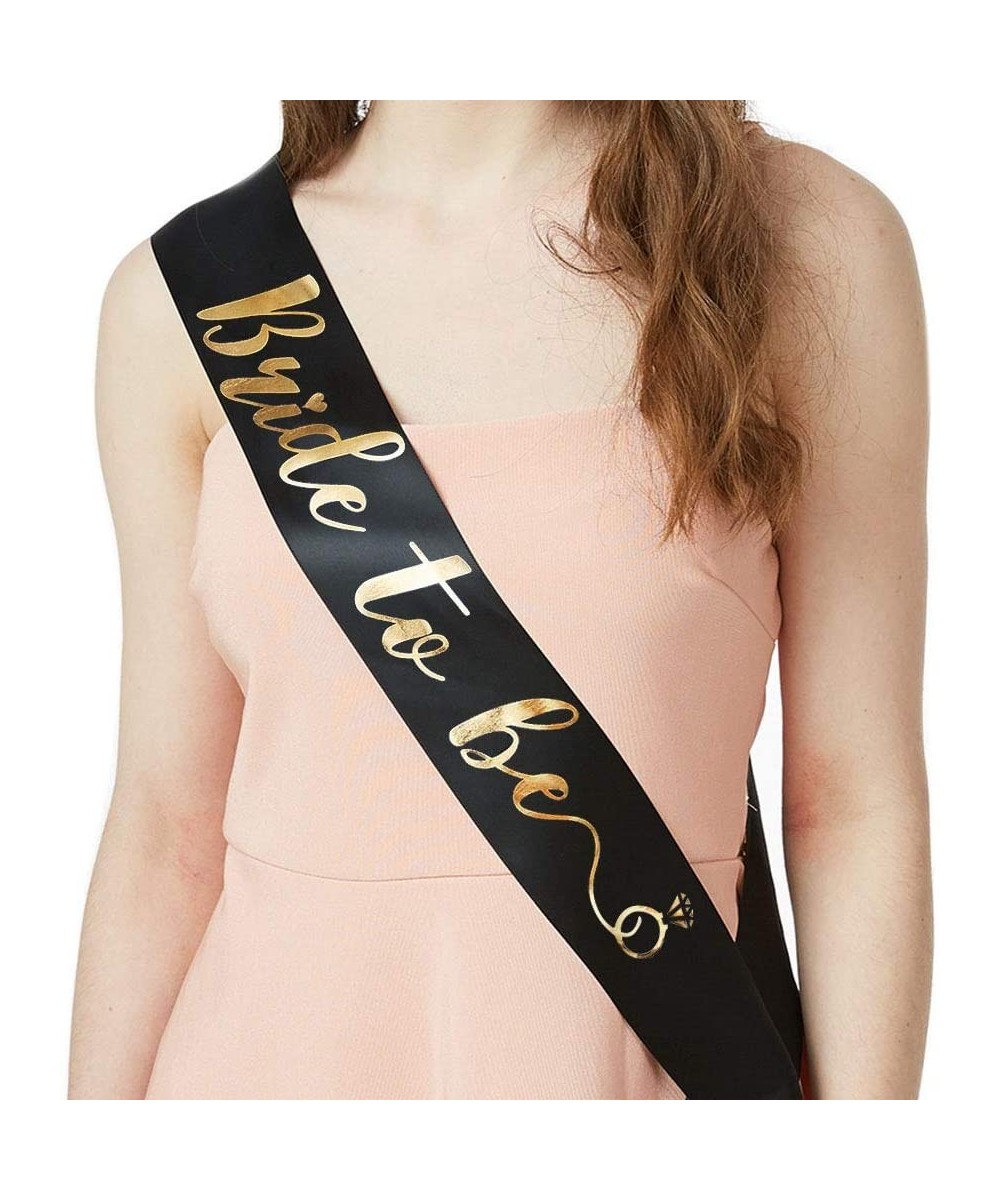 Bride to Be Sash - Bachelorette Party Sash Bridal Shower Hen Party Wedding Decorations Party Favors Accessories (Black with G...