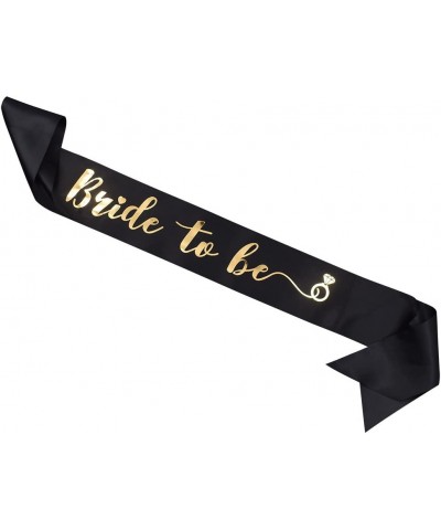 Bride to Be Sash - Bachelorette Party Sash Bridal Shower Hen Party Wedding Decorations Party Favors Accessories (Black with G...