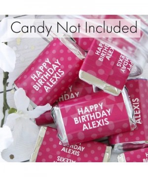 Personalized Happy Birthday Party Mini Candy Bar Wrappers with Name - 45 Stickers (Fuschia) - Fuschia - CU198TYE2T3 $10.62 Fa...