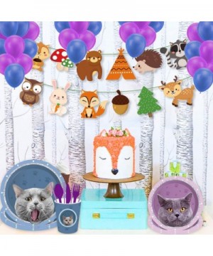 Pet Cat Party Supplies- Pet Cat Party Cutlery Set Includes Cute Cat Paper Plates- Dessert Plates- Balloons- Cups- Napkins- St...