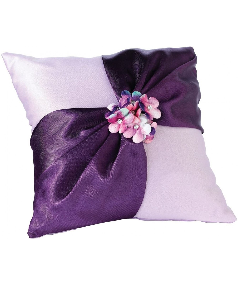 Purple Flower Wedding Ring Pillow - Purple - CT11O56YTBN $8.09 Guestbooks
