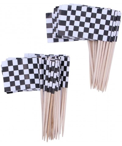 100 Pack Checkered Racing Flag Picks Food Fruit Toothpicks Cupcake Toppers Party Decorations Cocktail Sticks for Themed Party...