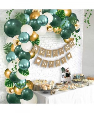 Safari Baby Shower Decorations Jungle Theme Party Supplies with Lush Green Balloon Garland Arch Kit Backdrop- Banner- Tropica...