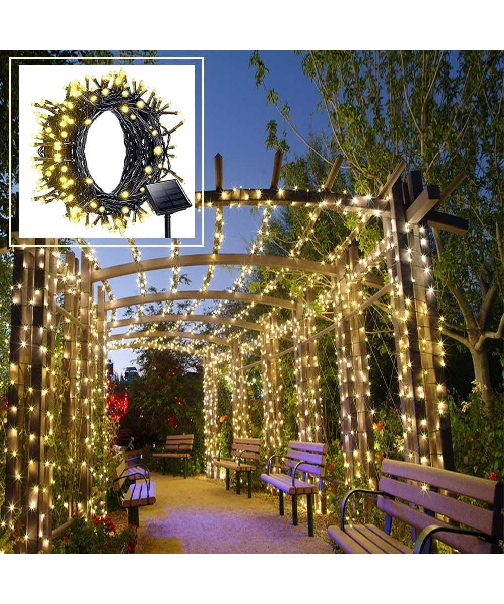 Solar LED String Lights Outdoor- Warm White Christmas Lights- 200 LEDS 8 Modes 72ft with Dusk to Down Sensor for Xmas tree We...
