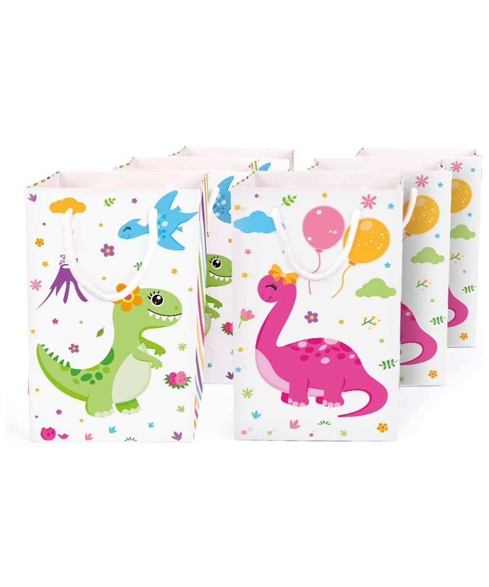 Girls Dinosaur Party Bags - 16 PCS Pink Dino Party Supplies for Birthday Baby Shower Party Favor Candy Goodies Treats Handles...