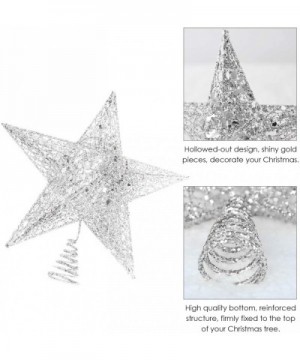 Metal Glittered Christmas Tree Topper Sparkling Gold Shatter Resistant Plastic Wire Star Topper for Christmas Tree Decor (Sil...