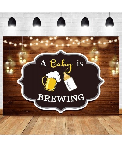 A Baby is Brewing Themed Photography Backdrop for Baby Shower Party Banner Decorations Vinyl Beer Bottle Rustic Wood Glitter ...