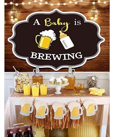 A Baby is Brewing Themed Photography Backdrop for Baby Shower Party Banner Decorations Vinyl Beer Bottle Rustic Wood Glitter ...