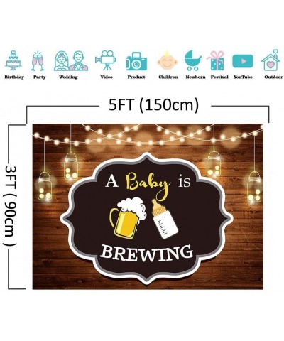 A Baby is Brewing Themed Photography Backdrop for Baby Shower Party Banner Decorations Vinyl Beer Bottle Rustic Wood Glitter ...