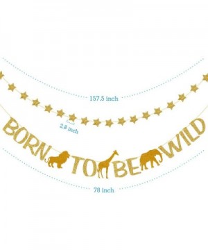 Born to Be Wild Glitter Gold Banner 50pcs Star Garlands Baby 1st Safari Birthday Baby Shower Wild One Party Backdrop Decorati...