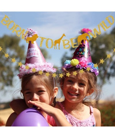 Born to Be Wild Glitter Gold Banner 50pcs Star Garlands Baby 1st Safari Birthday Baby Shower Wild One Party Backdrop Decorati...