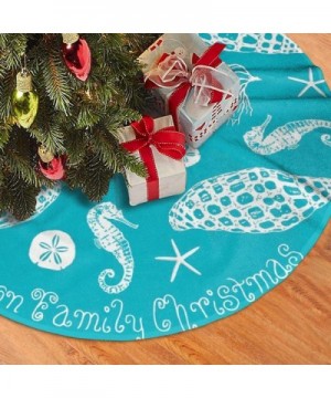 Tropical Blue Sea Life Printed Christmas Tree Skirt 30/36/48 Inch Luxury Faux Fur Festive Holiday Decoration Christmas Orname...