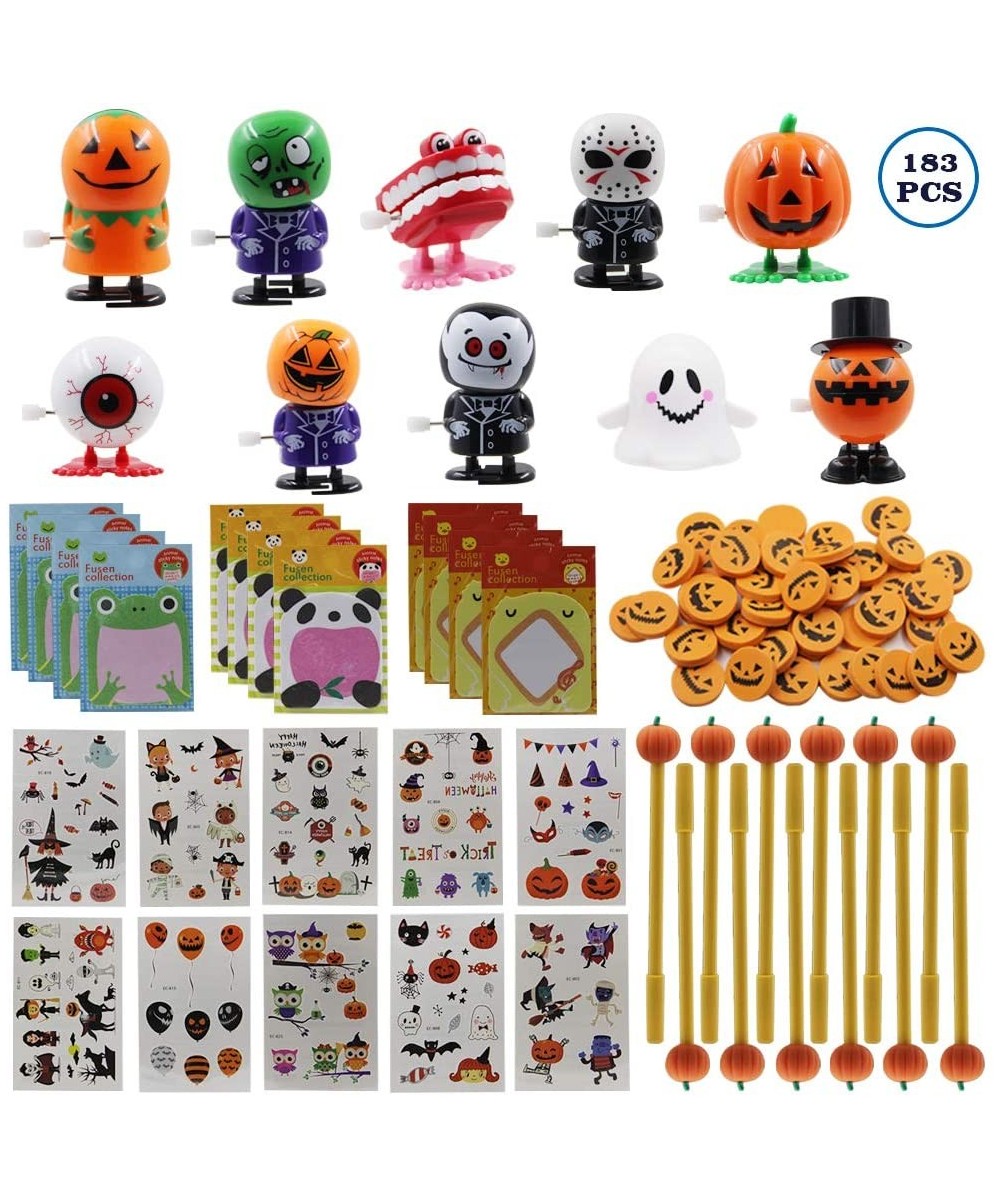 183 PCS Halloween Novelty Toy Assortment- Halloween Temporary Cartoon Tattoo- Clockwork Halloween Toy- Halloween Pumpkin Eras...