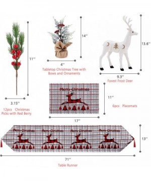 Christmas Dining Table Decorations Bundle Set- Include Tapestry Table Runner and Placemats-Snow Reindeer & Pine Branches Xmas...