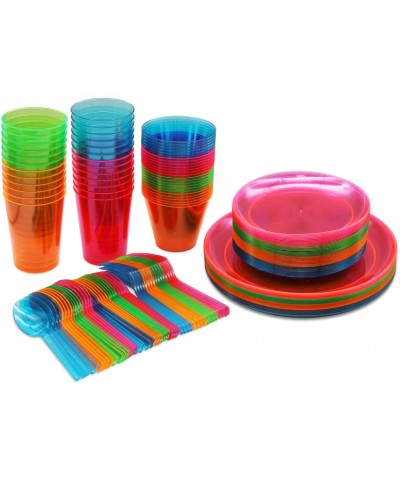 N265298 Party Supplies Set/Blacklight UV Glow in The Dark Kit- 9" Plates- 6" Plates- 10 oz. Tumblers- 9 oz. Tumblers- Cutlery...