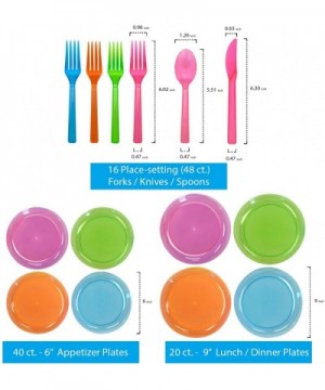 N265298 Party Supplies Set/Blacklight UV Glow in The Dark Kit- 9" Plates- 6" Plates- 10 oz. Tumblers- 9 oz. Tumblers- Cutlery...