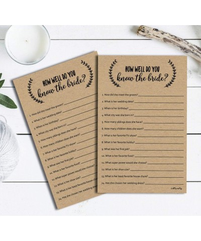 How Well Do You Know The Bride - Kraft (50-Sheets) Rustic Bridal Wedding Shower or Bachelorette Party Game- Who Knows The Bri...