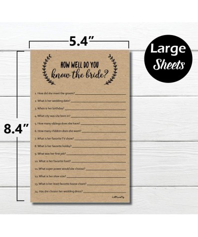 How Well Do You Know The Bride - Kraft (50-Sheets) Rustic Bridal Wedding Shower or Bachelorette Party Game- Who Knows The Bri...