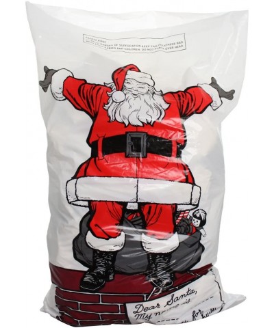 Giant Plastic Father Christmas Santa Sack- Large Stocking Bag for Presents and Gifts- 75 x 50 cm- Pack of 8 - White - C5180U5...