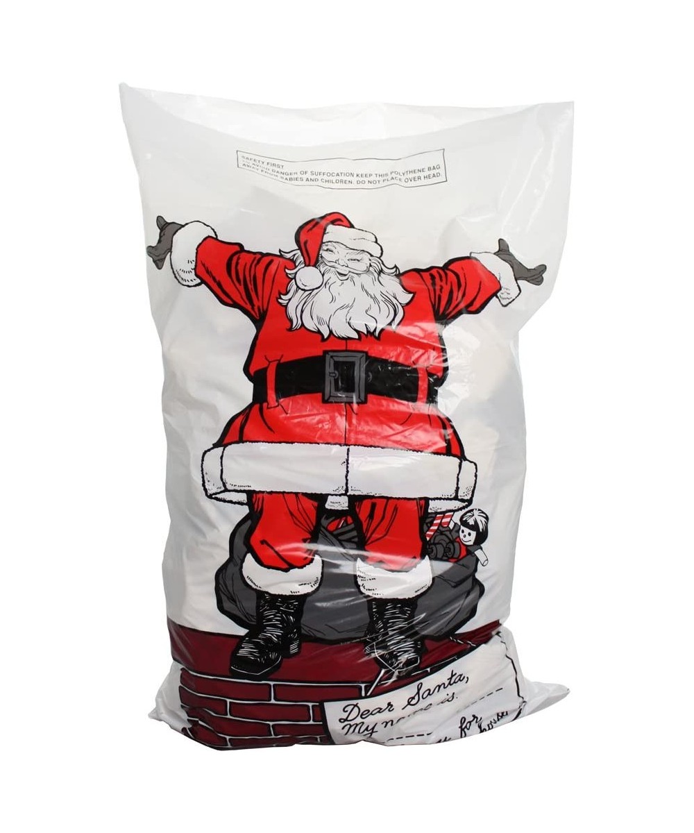 Giant Plastic Father Christmas Santa Sack- Large Stocking Bag for Presents and Gifts- 75 x 50 cm- Pack of 8 - White - C5180U5...