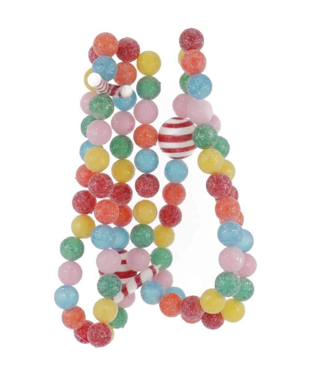 PINK- BLUE- ORANGE- RED- YELLOW AND GREEN BALL AND CANDY CANE GARLAND - CM183MG4458 $16.55 Garlands