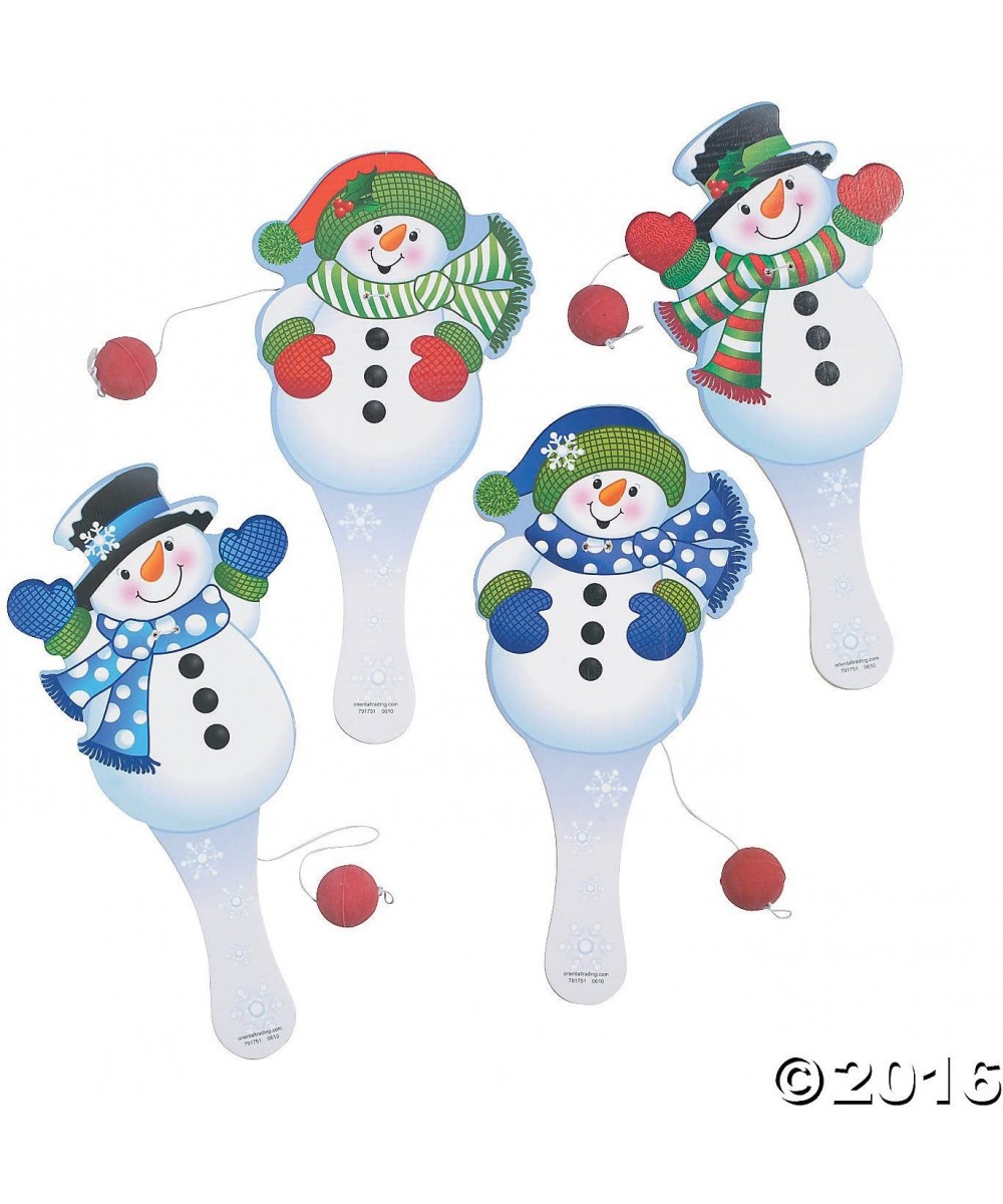 Snowman Paddle Ball Games - Set of 12 - Christmas Toy Game and Stocking Stuffer - CI11FY9ZUE5 $9.08 Party Favors