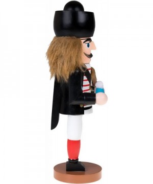 Traditional Wooden Pirate Nutcracker with Peg Leg Festive Holiday Décor - 10" Tall Perfect for Shelves and Tables - Ornate De...