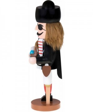 Traditional Wooden Pirate Nutcracker with Peg Leg Festive Holiday Décor - 10" Tall Perfect for Shelves and Tables - Ornate De...