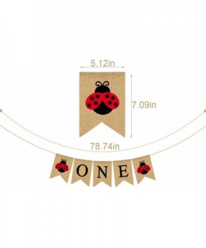 Jute Burlap One Banner with Ladybug Baby Girl 1st Birthday Party High chair Banner Decoration - C218SA7YOK8 $6.14 Banners & G...