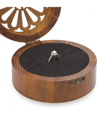 Wood Ring Box for Wedding Ceremony Rustic Vintage Ring Bearer Box Laser Cut Unique Engagement Decorative Jewelry Box Holder F...
