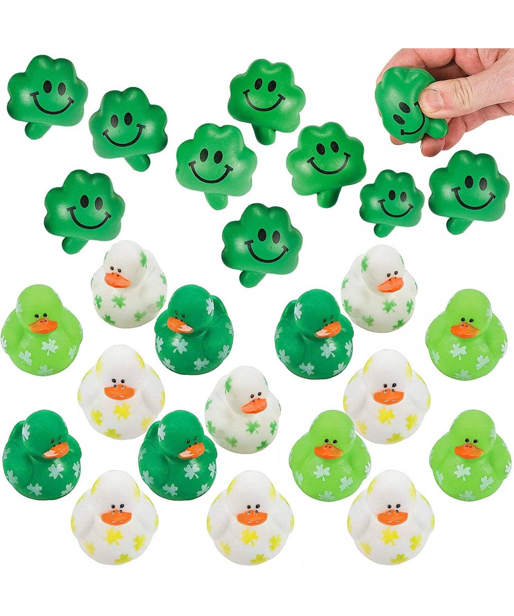 Mini Shamrock Party Favors- 24 Shamrock Relaxable Balls- and 24 Mini Shamrock Rubber Duckies- Stress Tension Anxiety Relief S...