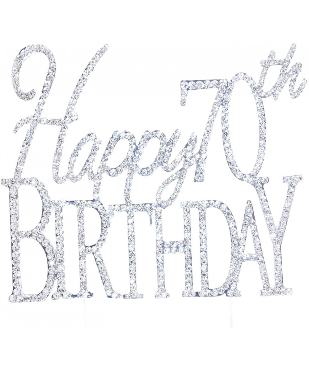 Happy 70th Birthday Silver Rhinestone Crystal Cake Topper For Wedding- Birthday- Anniversary- Party. Shine & Sparkles. - Happ...