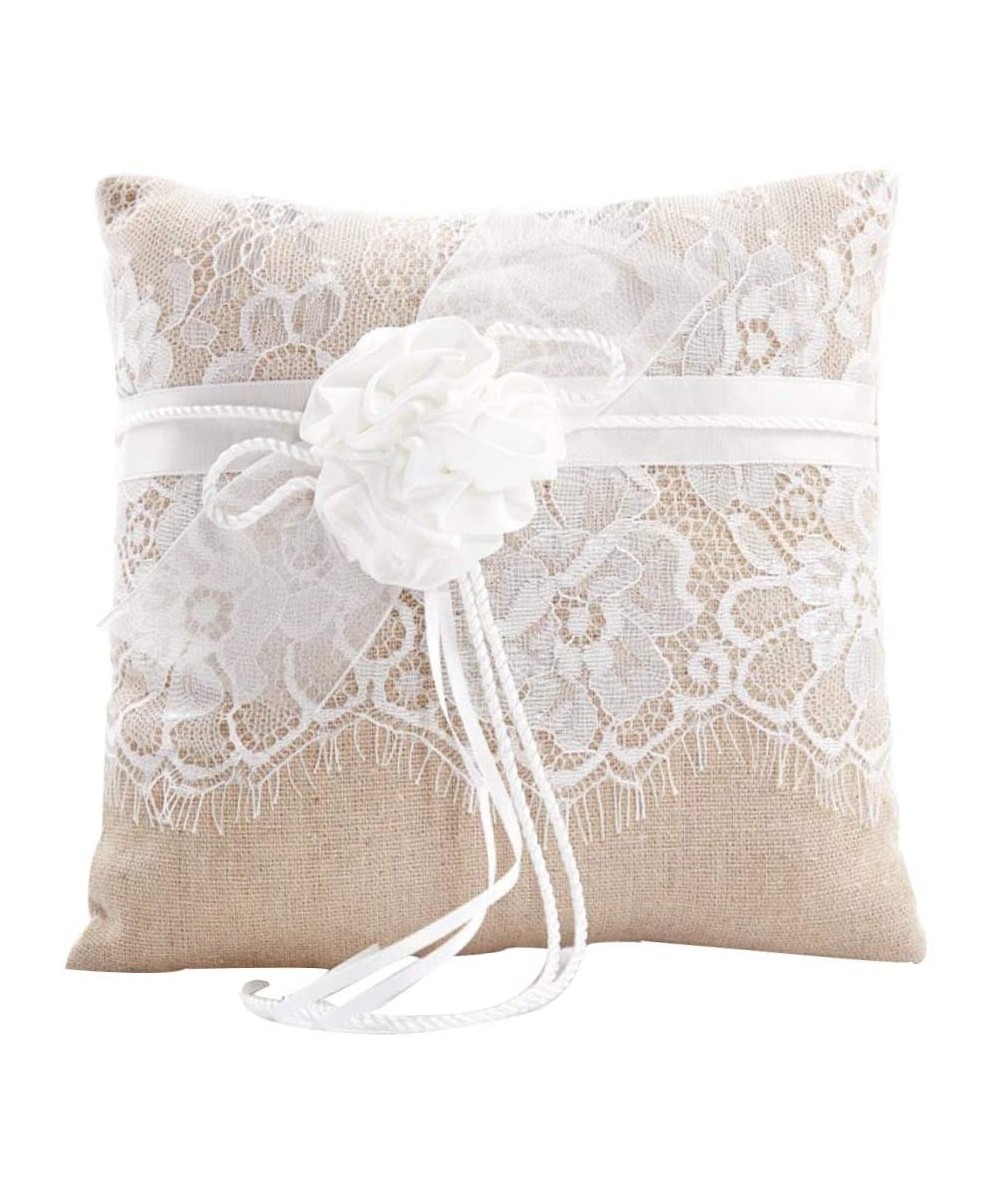 Lace Wedding Ring Pillow- Flower Ring Bearer Pillow-8.26 Inch for Wedding Ceremony - C018Q0W5GEG $7.10 Ceremony Supplies