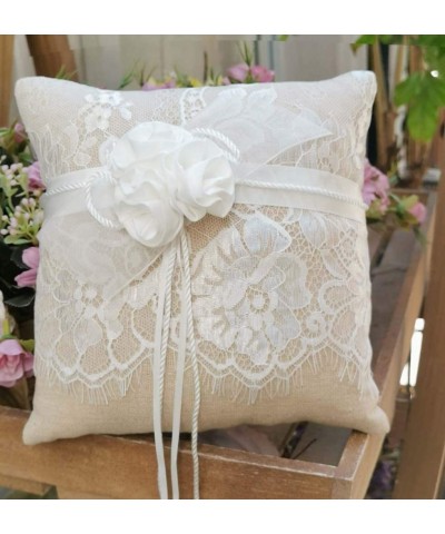 Lace Wedding Ring Pillow- Flower Ring Bearer Pillow-8.26 Inch for Wedding Ceremony - C018Q0W5GEG $7.10 Ceremony Supplies