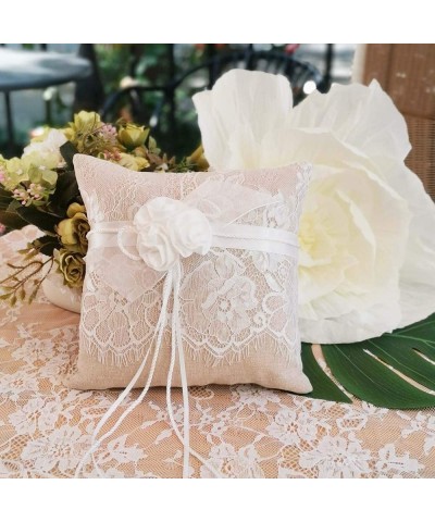 Lace Wedding Ring Pillow- Flower Ring Bearer Pillow-8.26 Inch for Wedding Ceremony - C018Q0W5GEG $7.10 Ceremony Supplies