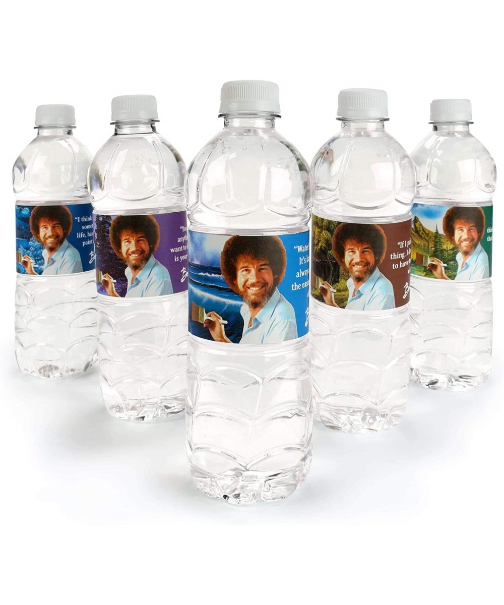 Bob Ross Water Bottle Labels (Set of 20) Unique Quotes & Paintings- Birthday Party Supplies- Waterproof Bottle Wraps - CO19HI...