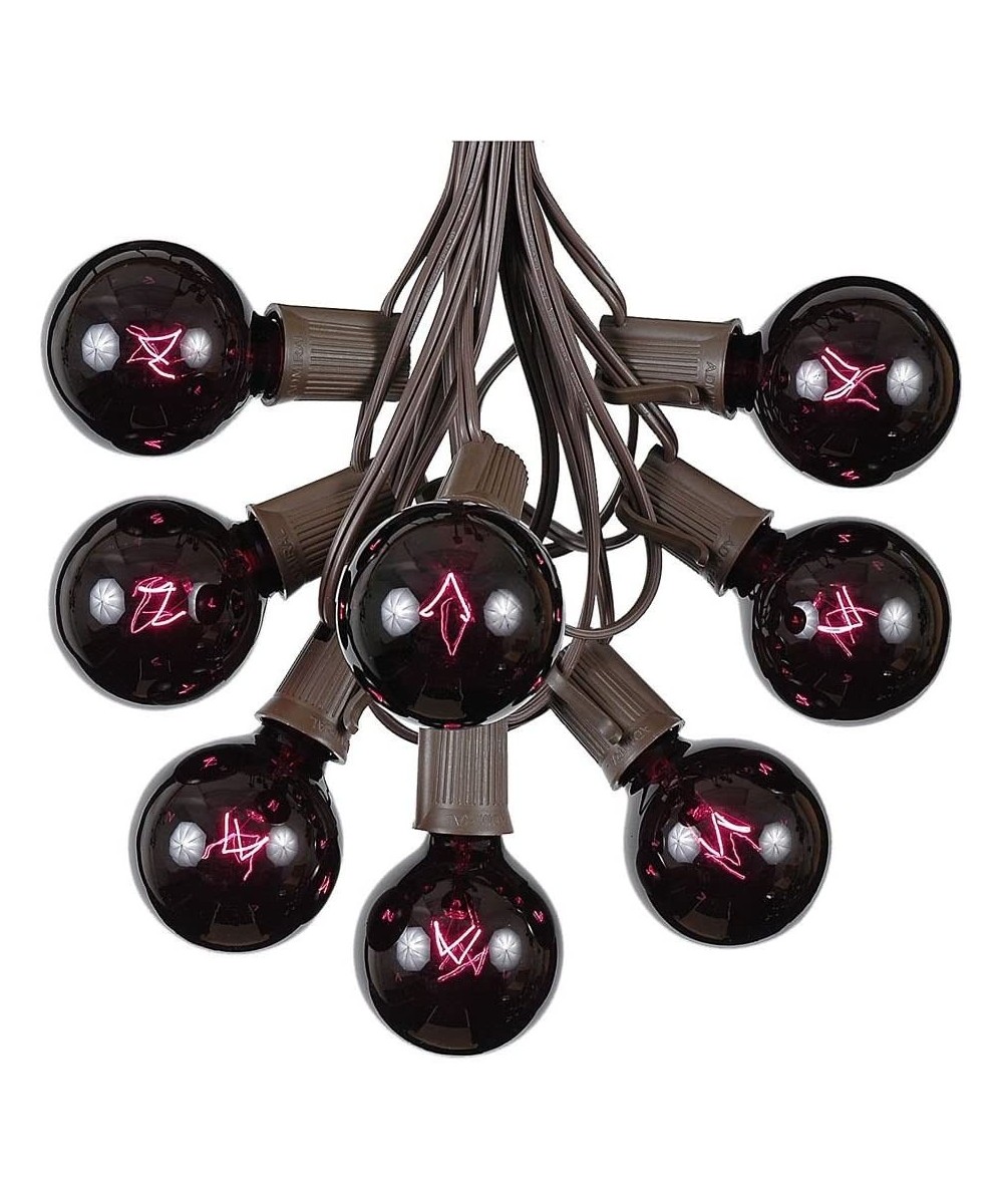 G50 Patio String Lights with 25 Dark Purple Globe Bulbs - Outdoor String Lights - Market Bistro Café Hanging String Lights - ...
