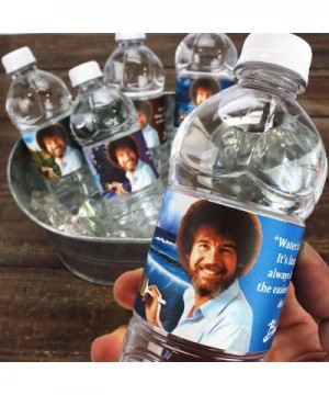 Bob Ross Water Bottle Labels (Set of 20) Unique Quotes & Paintings- Birthday Party Supplies- Waterproof Bottle Wraps - CO19HI...