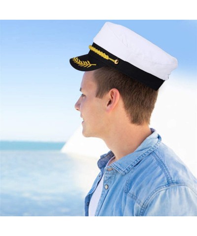 Captain Hat Sailors Cap Nautical Hat Yacht Hat Adjustable Sea Cap Costume Navy Marine Admiral Hat for Halloween Costume Acces...